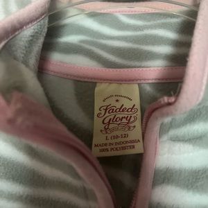 Fleece half zipper pullover with pockets.